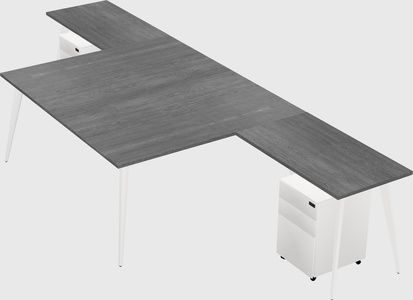 Shared l-shaped office desk system