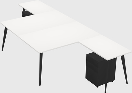 Shared l-shaped office desk system