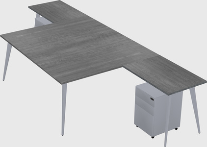 Shared l-shaped office desk system