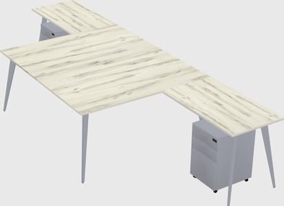 Shared l-shaped office desk system