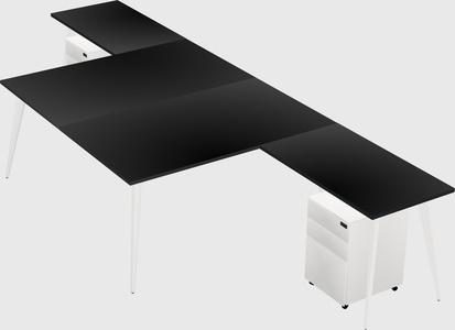 Shared l-shaped office desk system