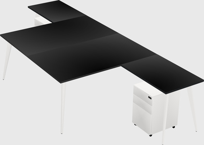 Shared l-shaped office desk system