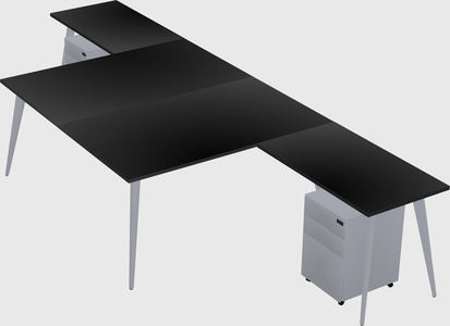 Shared l-shaped office desk system