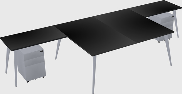 Shared l-shaped office desk system