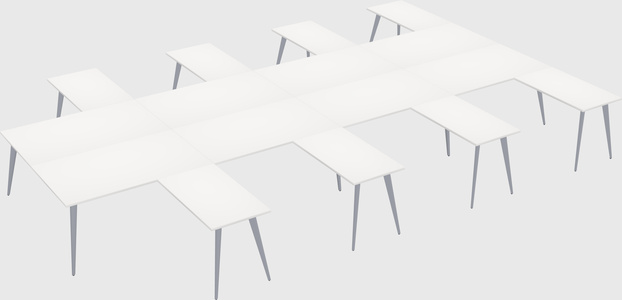 Shared l-shaped office desk system