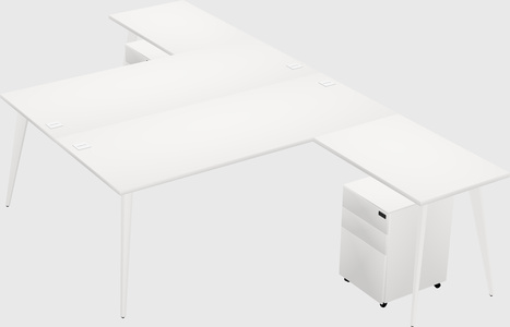 Shared l-shaped office desk system