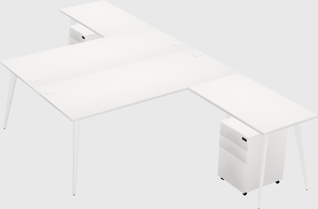 Shared l-shaped office desk system