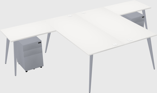 Shared l-shaped office desk system