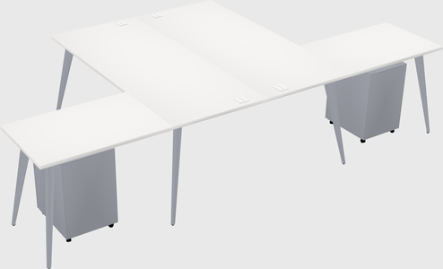 Shared l-shaped office desk system