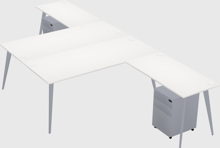 Shared l-shaped office desk system