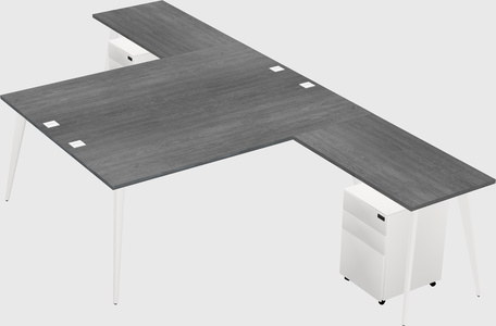 Shared l-shaped office desk system