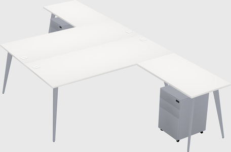 Shared l-shaped office desk system
