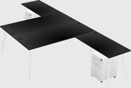 Shared l-shaped office desk system