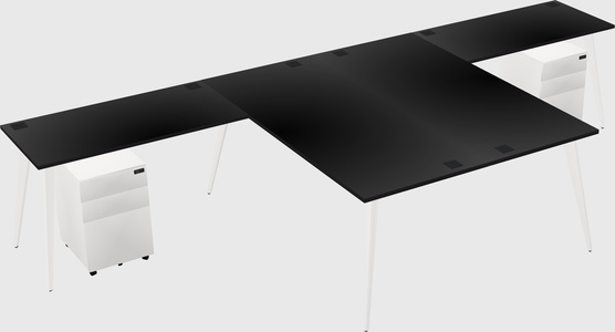 Shared l-shaped office desk system