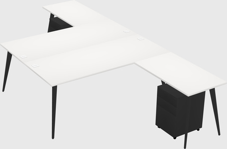 Shared l-shaped office desk system