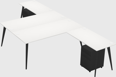 Shared l-shaped office desk system