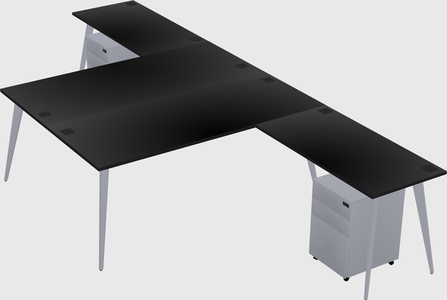 Shared l-shaped office desk system