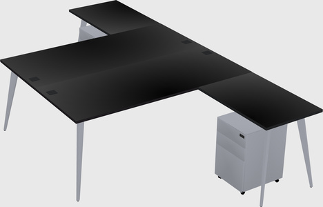 Shared l-shaped office desk system