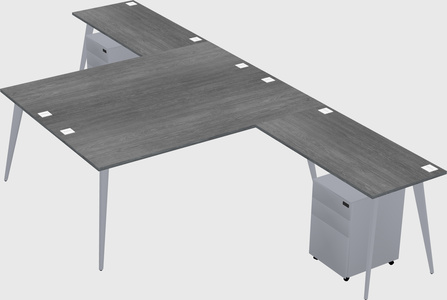 Shared l-shaped office desk system