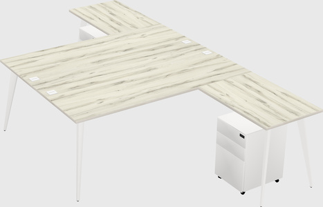Shared l-shaped office desk system