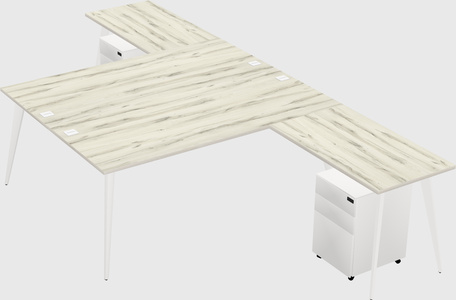 Shared l-shaped office desk system
