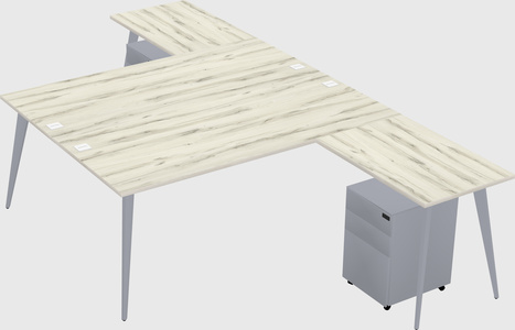 Shared l-shaped office desk system