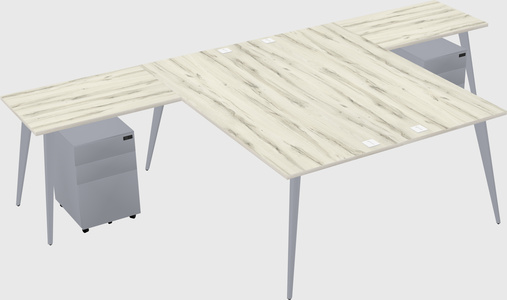 Shared l-shaped office desk system