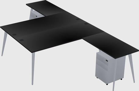 Shared l-shaped office desk system