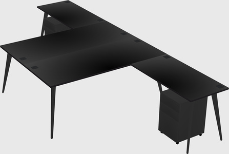 Shared l-shaped office desk system
