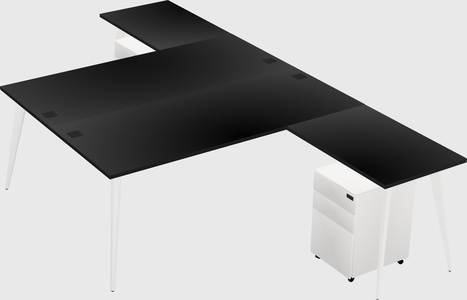 Shared l-shaped office desk system