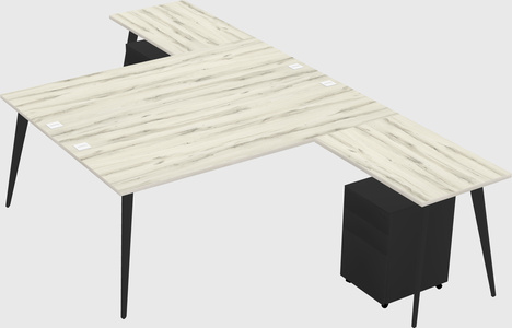 Shared l-shaped office desk system