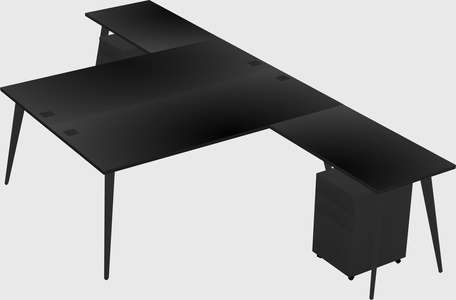 Shared l-shaped office desk system