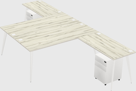 Shared l-shaped office desk system