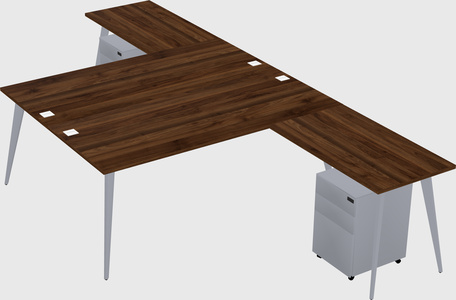 Shared l-shaped office desk system