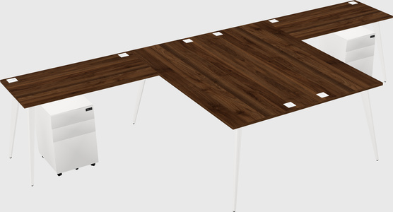 Shared l-shaped office desk system
