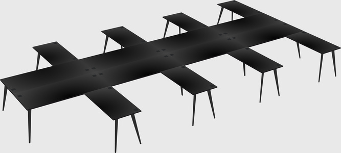 Shared l-shaped office desk system