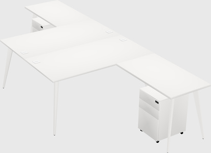 Shared l-shaped office desk system