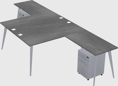 Shared l-shaped office desk system