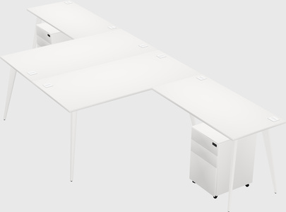 Shared l-shaped office desk system
