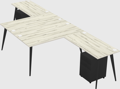 Shared l-shaped office desk system