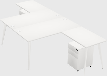 Shared l-shaped office desk system
