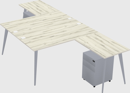 Shared l-shaped office desk system