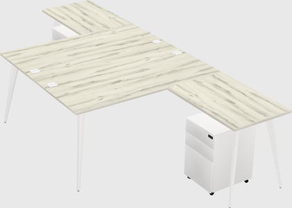 Shared l-shaped office desk system