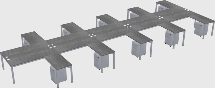 Shared l-shaped desk