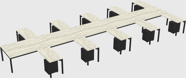 Shared l-shaped desk