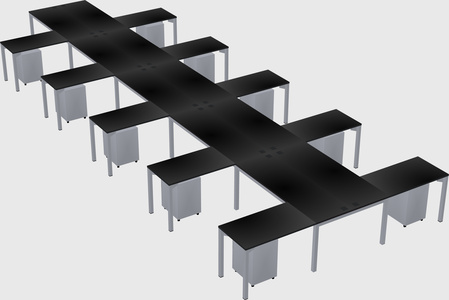 Shared l-shaped desk