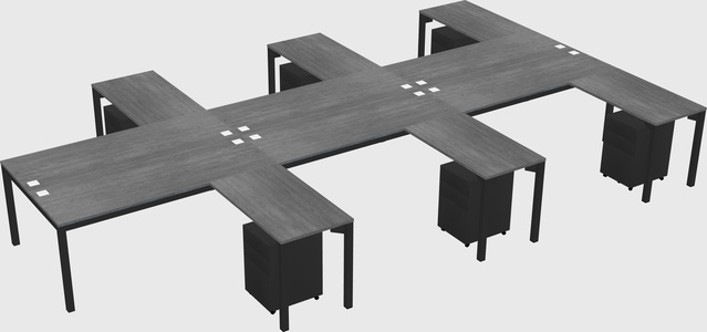 Shared l-shaped desk