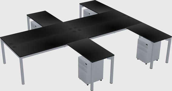 Shared l-shaped desk