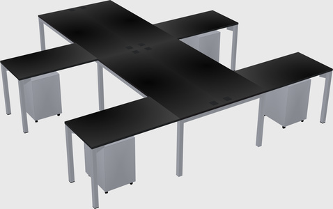 Shared l-shaped desk