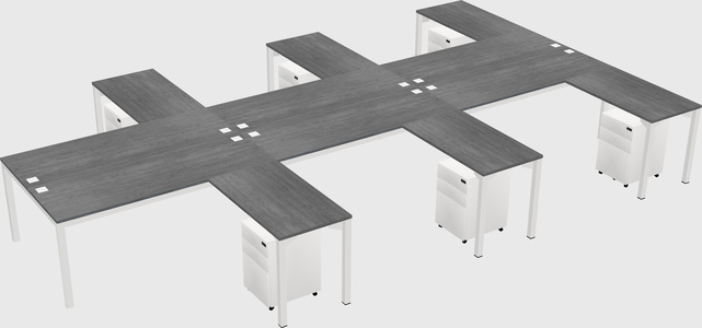 Shared l-shaped desk